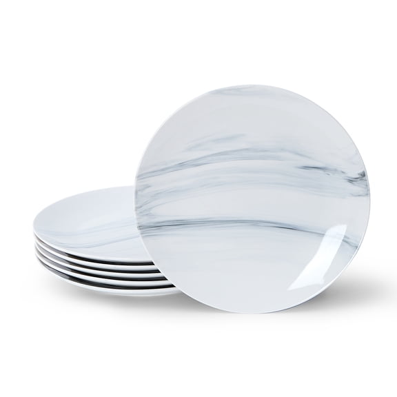 Dinner Plates, 10.5 Inch Plates Set of 6, Porcelain Round Dessert Salad Dinner Plates, Serving Dishes for Kitchen, Dishwasher, Microwave, Freezer, Oven Safe