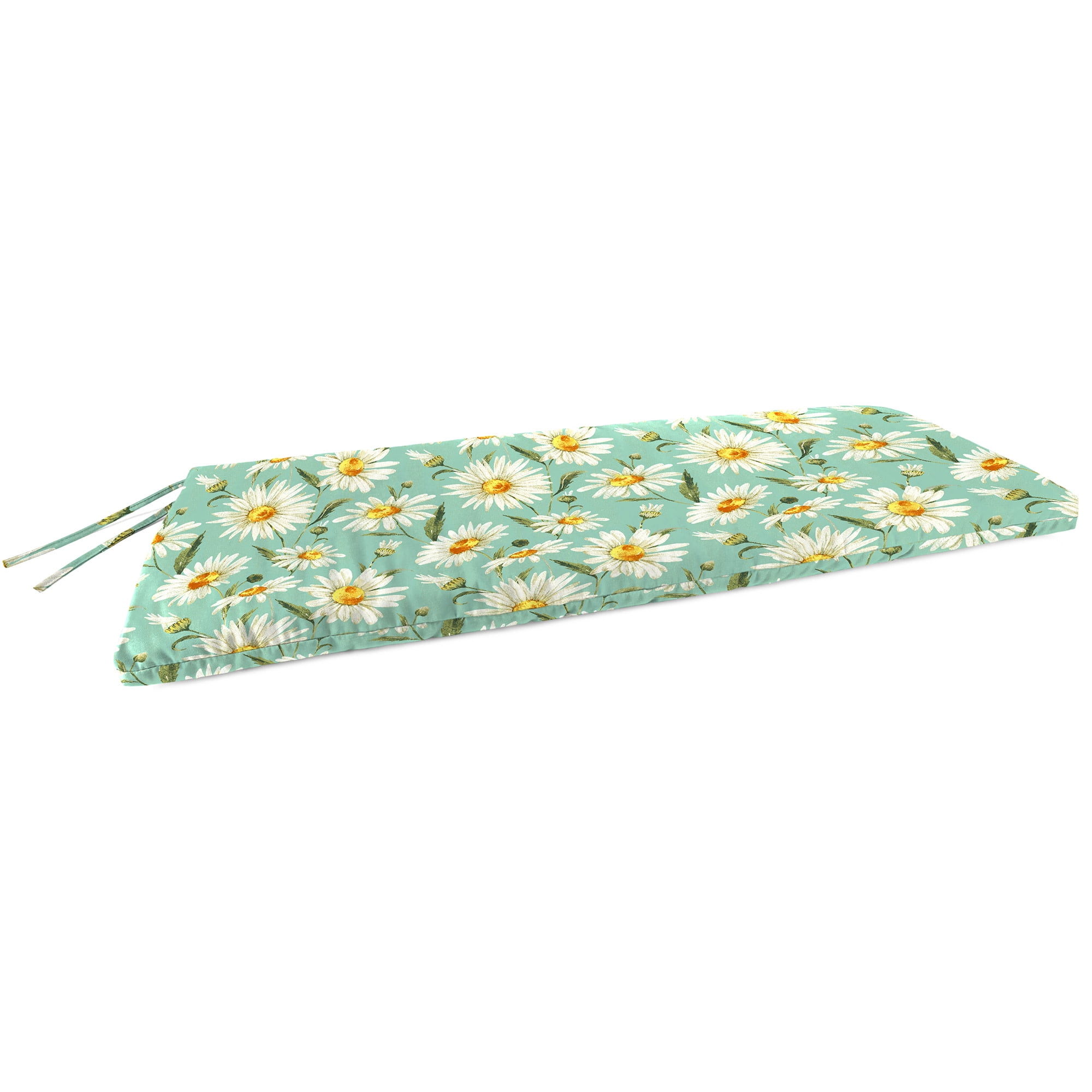Jordan Manufacturing 57" x 18.75" Daphne Iceberg Aqua Floral Rectangular Outdoor Settee Swing Bench Cushion with Ties