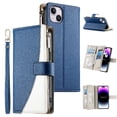 thumbnail image 1 of Funda cartera GANGXUN para iPhone 14 Plus , cuero PU con tarjetero, cremallera, correa de mano, soporte y protección 676°, 1 of 6