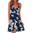 thumbnail image 1 of Leutsin Robe Maxi pour Femmes d'Été à Col en V, Mini, à Imprimé Floral, Sans Manches, à Bretelles, Queue de Poisson, Grande Taille, Robes Maxi Grande Taille, 1 of 5