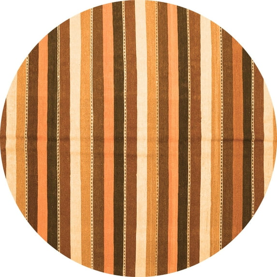 Ahgly Company Indoor Round Abstract Orange Contemporary Area Rugs, 7' Round