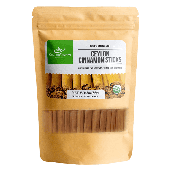 Organic Ceylon Natural Cinnamon Sticks from Sri Lanka ( 3 oz )