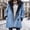 Light Blue, variant on Women Hooded Sherpa Lined Denim Coat Long Sleeve Toggle Button Mid Length Warm Winter Jean Jacket Casual Outerwear