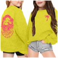 thumbnail image 2 of PMVFHDE Chandails d'Automne pour Filles 2024 Chandail à Capuchon Décontracté Ample à Lettres Imprimées à la Mode pour Filles Jaune,140, 2 of 5