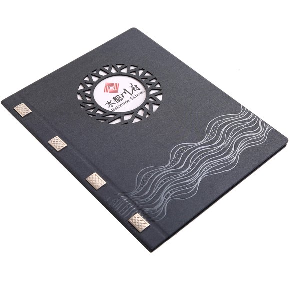 A4 menu covers/wine list With logo, included 5 poly pockets,Gift 10 printing paper, 30 menus pack (Round hollow)
