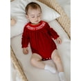 thumbnail image 5 of BemeyourBBs Baby Girl Christmas Romper Letter Embroidered Infant Winter Jumpsuit, 5 of 8