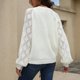 thumbnail image 3 of Suéter de punto para mujer, cuello en V, ahuecado, moda, manga larga, abrigo de punto con botones, blanco XL, 3 of 6