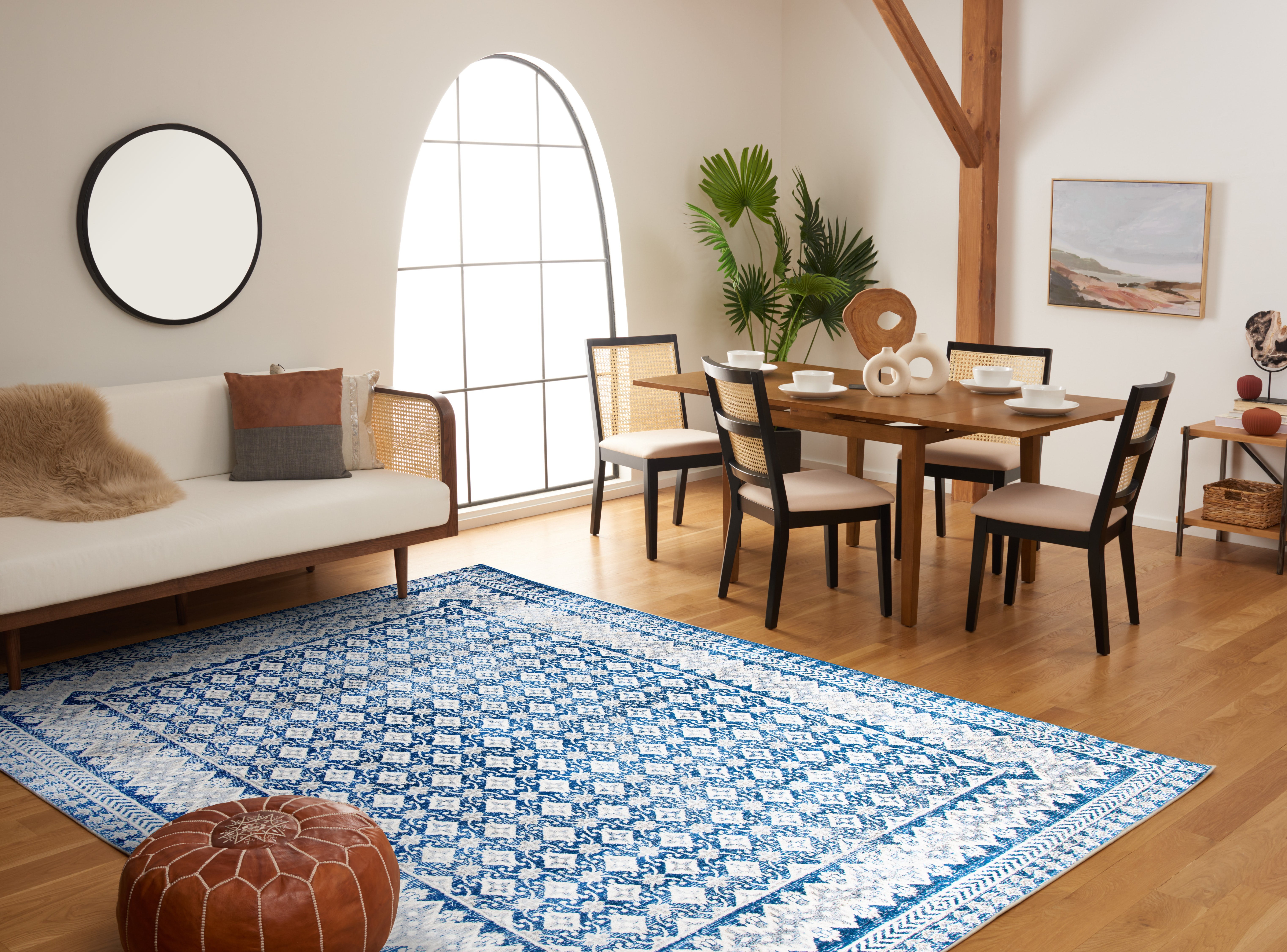 SAFAVIEH Brentwood Dory Geometric Area Rug, Navy/Beige, 10' x 13'