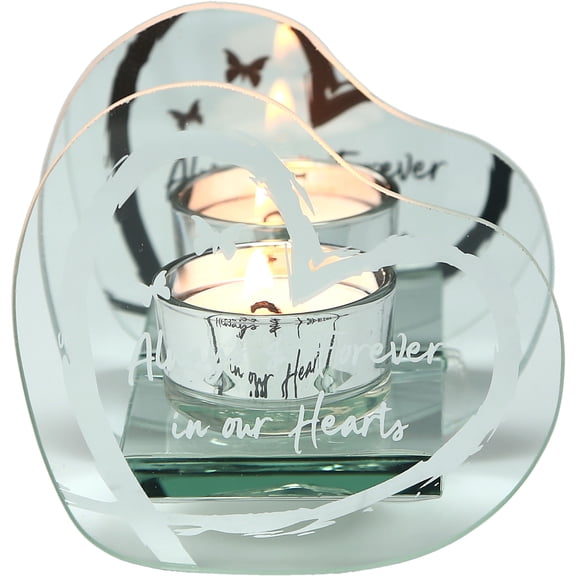 Always & Forever - 4" x 3.75" Mirrored Glass Candle Holder