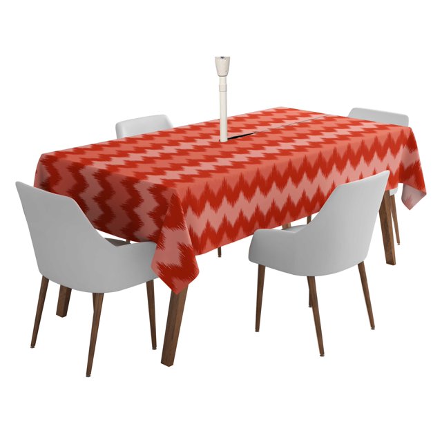 Vargottam Indoor/OutdoorTablecloth58x82 Inch RectangleTablecloth with Umbrella Hole and Zip- Waterproof PatioTableCloths- TableCovers for Backyard RectangularTable- Red2