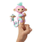 Fingerlings Baby Monkey & Mini BFFs - Ashley & Chance (Pink-Turquoise) - Interactive Baby Collectible Pet - By WowWee