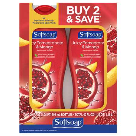 (2 Pack) Softsoap Moisturizing Body Wash, Juicy Pomegranate and Mango, 20 Ounce