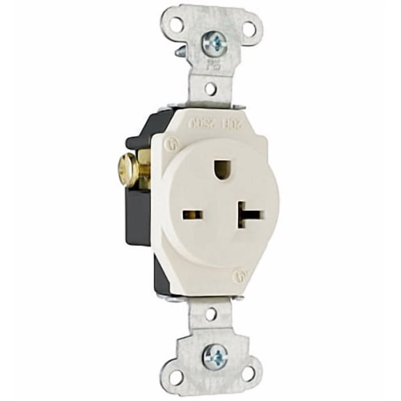 Legrand Pass & Seymour 5851LA Single Receptacle Outlet, Specification Grade, 20 Amp 250V, NEMA 6-20R, Side Wire, Light Almond (1 Count)