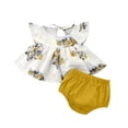thumbnail image 1 of ¡Liquidación de verano! Conjuntos Honeeladyy de blusa informal con cuello redondo y pantalón corto con estampado de vendaje para niños (amarillo, 0-3 meses), 1 of 3