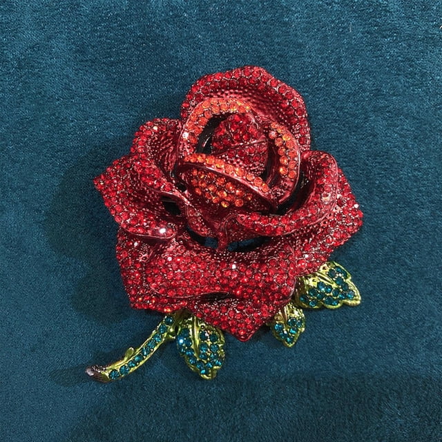Broche de rosa, Pin para solapa con insignia, decoración romántica, broche de diamantes de imitación, broche del Día de San Valentín para cóctel, aniv