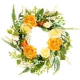 thumbnail image 3 of Northlight Hydrangea and Rose Artificial Floral Wreath - 24" - Yellow, 3 of 9