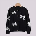 thumbnail image 2 of Tumotour Sweaters Cardigan For Girls Casual Loose Solid Color Pattern Crew Neck Long Sleeved Button Knitted Cardigan Tops, 2 of 3