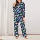 thumbnail image 2 of Balery Dinosaur Conjunto de Pijama con Estampado para Mujer, Conjunto de Dos Piezas con Manga Larga, Ropa de Dormir Suave con Bolsillos, Pijamas Cómodos-Medium, 2 of 7