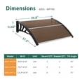 thumbnail image 3 of Macrout 39.8”x 37.8" Outdoor Window Awning Exterior with Polycarbonate Panels for Door Entrance, Air Conditioner, Front and Back Patio Door Canopy for Sun Shelter, UV, Rain, Snow Protection(Brown), 3 of 10