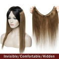 thumbnail image 4 of SEGO Wire in Human Hair Extensions Hidden Hair Extensions with Invisible Band Translucent Fish Line Hairpiece without Clip, 4 of 8