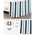 thumbnail image 3 of Turquoise Navy Blue Striped Wrap Around Bed Skirts for Queen Bed 18" Drop, Bed Skirt with Adjustable Elastic Belt Dust Ruffle Bed Valance for Bedroom Hotel Luxury Farmhouse Stripe Art Bed Frame Cover, 3 of 7