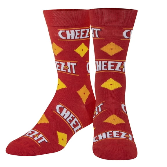 Cool Socks Novelty Crew Socks Men's Women's, Cheez-It Crazy, Graphic Print, Large