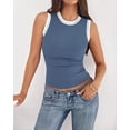 thumbnail image 3 of FreshPretty Crew Neck Tank Top for Women Sleeveless Ribbed Contrasting Slim Fitted Y2k Casual Basic Shirts Spring Summer Tops, 3 of 9