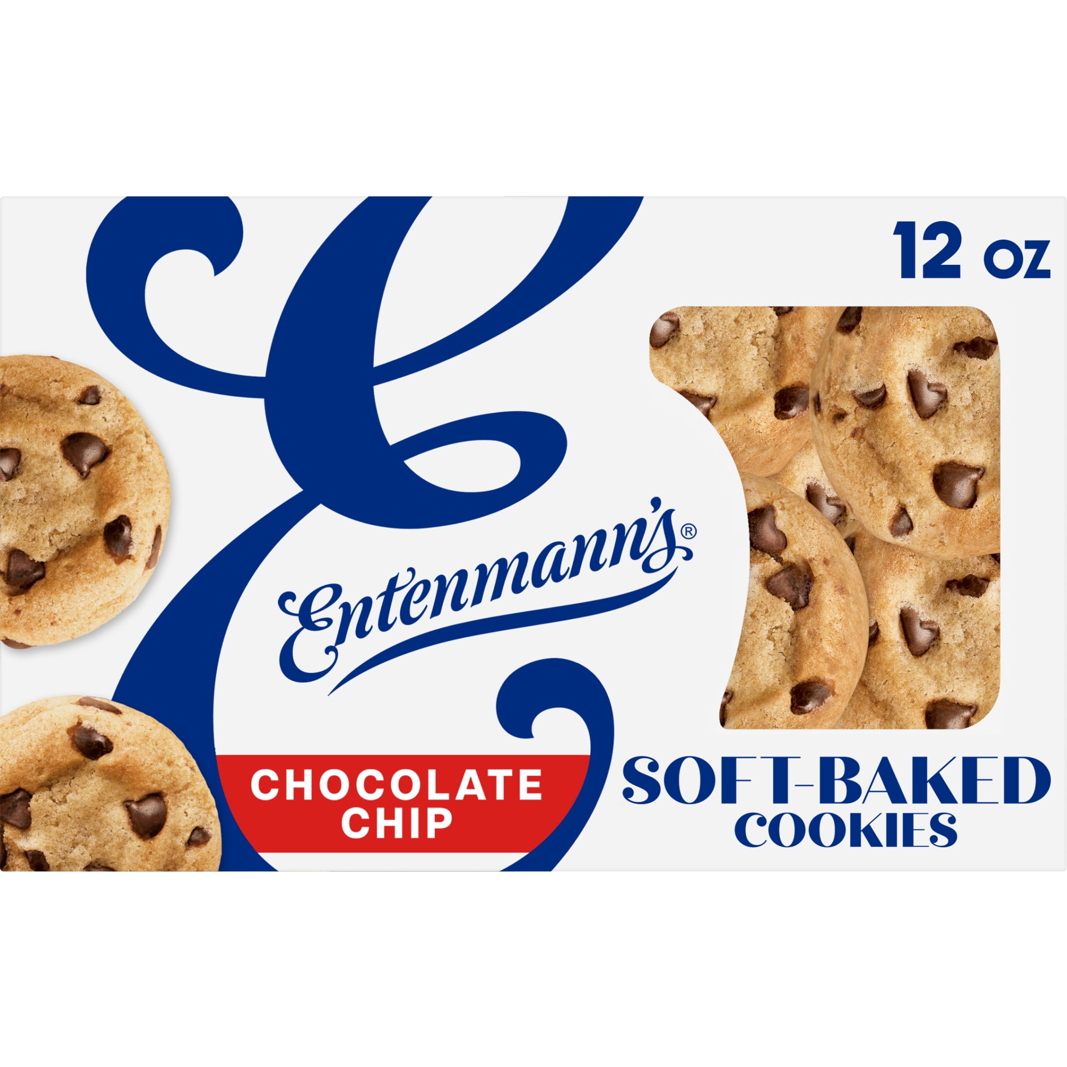 (2 pack) Entenmann's Soft-Baked Chocolate Chip Cookies, 12 oz, Cookies, Box