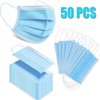 Disposable 3-Ply Face Massk Antiviral Medical Surgical Massk with Earloop Polypropylene Massks for Personal Health - 50 Pieces (Blue)
