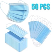 Disposable 3-Ply Face Massk Antiviral Medical Surgical Massk with Earloop Polypropylene Massks for Personal Health - 50 Pieces (Blue)