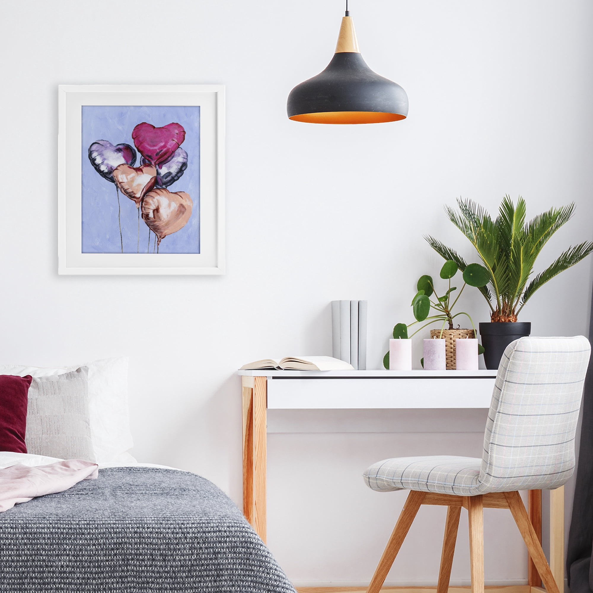 Stupell Industries Vibrant Heart Balloons White Framed Print Under Glass, design by Michael Willett
