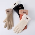 thumbnail image 1 of YAOBAMM Winter Cycling Gloves 1 Pair Winter Plush Touchscreen Gloves Thickened Windproof Cold Resistant Solid Color Five Fingers Waffle Pattern, 1 of 7