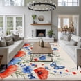 thumbnail image 3 of 5'x7' Area Rugs for Living Room Bedroom, Red Blue Flowers Washable Rug Carpet Runner Indoor Outdoor, Spring Floral Farmhouse Botanical Rustic Non Slip Floor Mats Area Rug for Kitchen, Nursery, 3 of 8