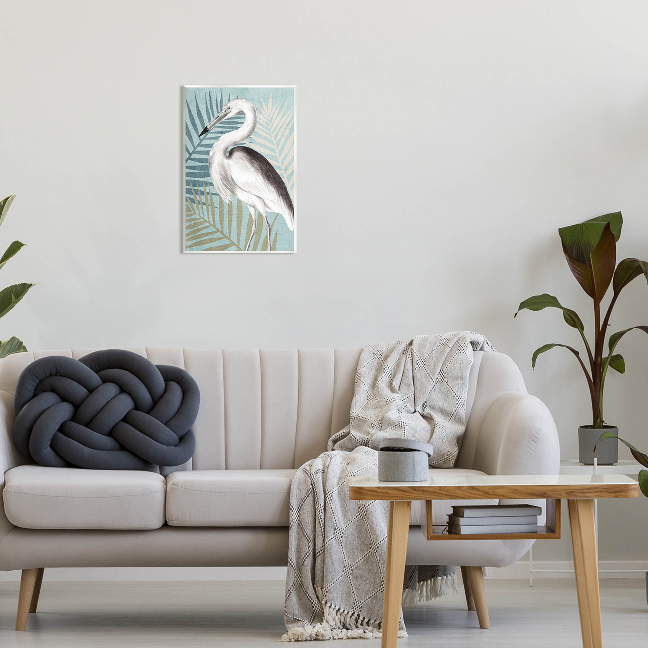 Stork Bird Island Palm Leaves Animals & Insects Graphic Art Unframed Art Print Wall Art