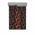 thumbnail image 2 of Ambesonne Flower Fitted Sheet & Pillow Sham Set, Japanese Vivid Florals, Twinxl, Black Orange Mustard, 2 of 3