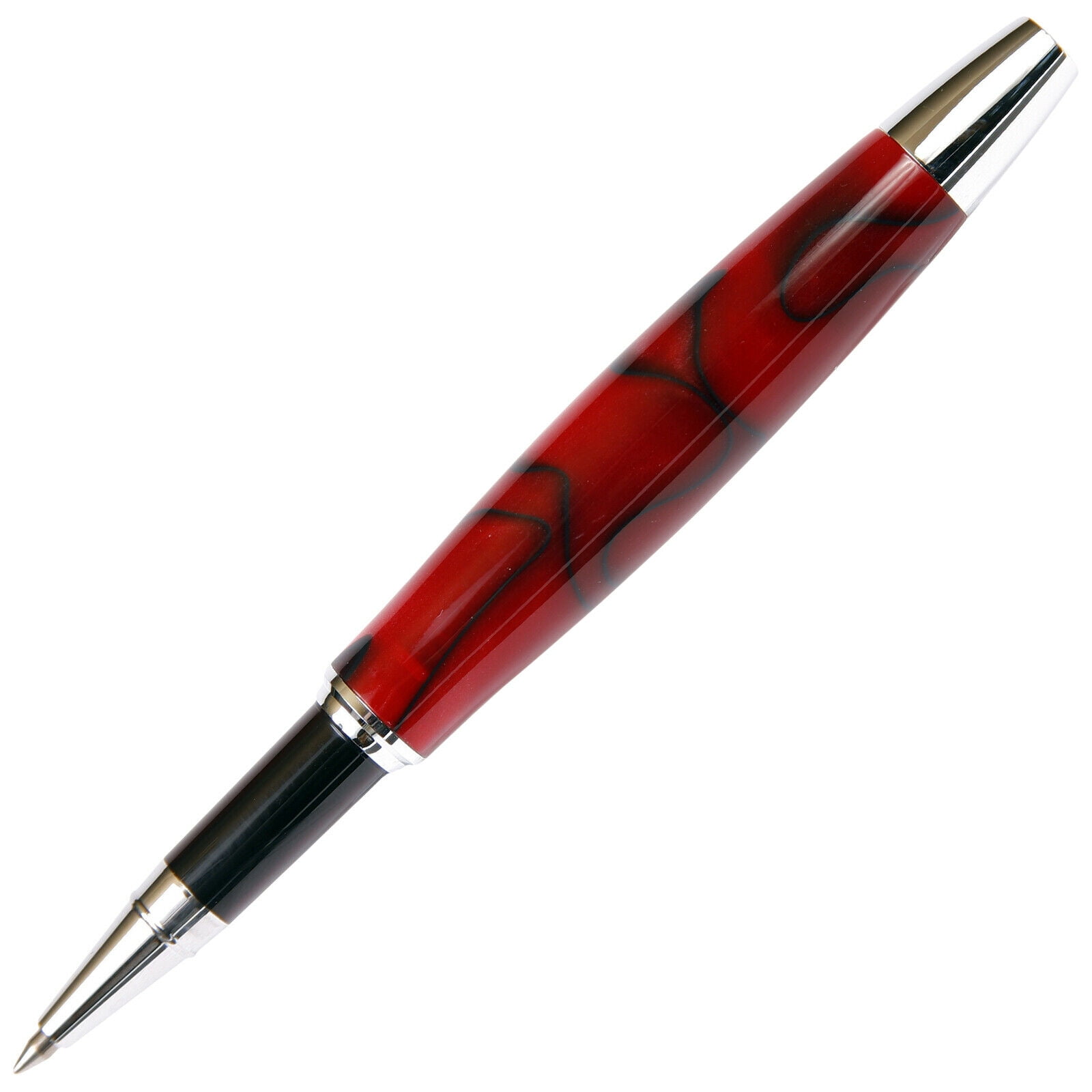 Red & Black Marbleized Gloss Body, Tuscany Rollerball Pen (Black Ink, Medium Tip 0.7 MM)