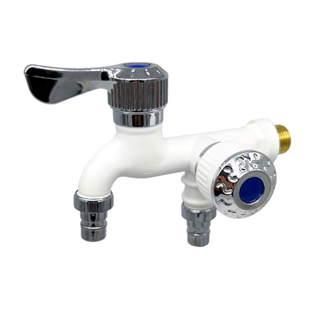 stanreset Washing Machine Faucet 1 In 2 Out Bathroom Garden Washer Water Tap Replacement Removable Indoor Diverter Connector White