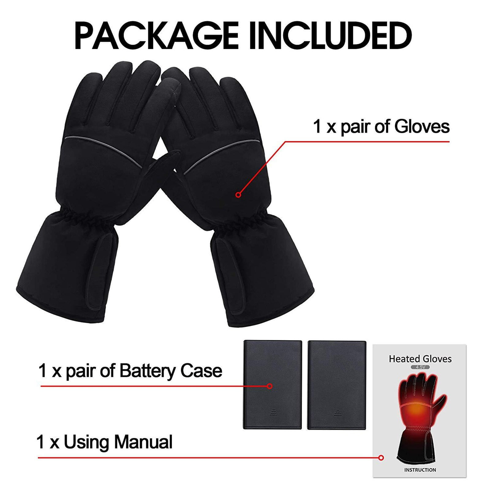Winter Sports Skiing Gloves Touchscreen Heated Gloves for Hiking Cycling Battery Winter Sports for Men and Women