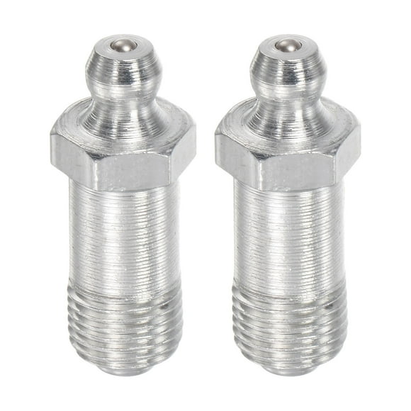 Unique Bargains Steel Straight Hydraulic Grease Fitting G1/8 Thread 11mm Width 2 Pack