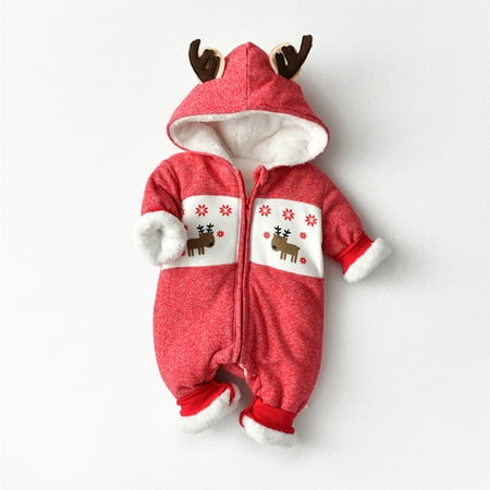 

Baby Girl Boy Clothes Deals Juebong Infant Baby Boy Girl Christmas Deer Print Snowsuit Thick Fleece Hooded Jumpsuit Red 85