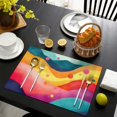 thumbnail image 3 of Colorful Tie Dye Mountain Pattern Summer Placemats Table Placemats Set Of 6-Linen Kitchen Washable Placemats Table Mats 11.8"x17.7" Non-Slip Heat Resistant, 3 of 5