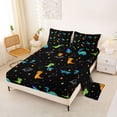 thumbnail image 2 of Erosebridal Cute Cartoon Dino Bed Sheets,Wild Animal Dinosaur King Sheets For Boys Teens,Black Blue Orange 4 Pieces, 2 of 6
