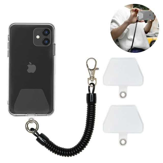 Cordón de sujeción para teléfono celular con parche, correa de muñeca universal para teléfono inteligente, que incluye 1 cable de cadena para teléfono y 2 lengüetas de sujeción para teléfono Ormromra 220917-1