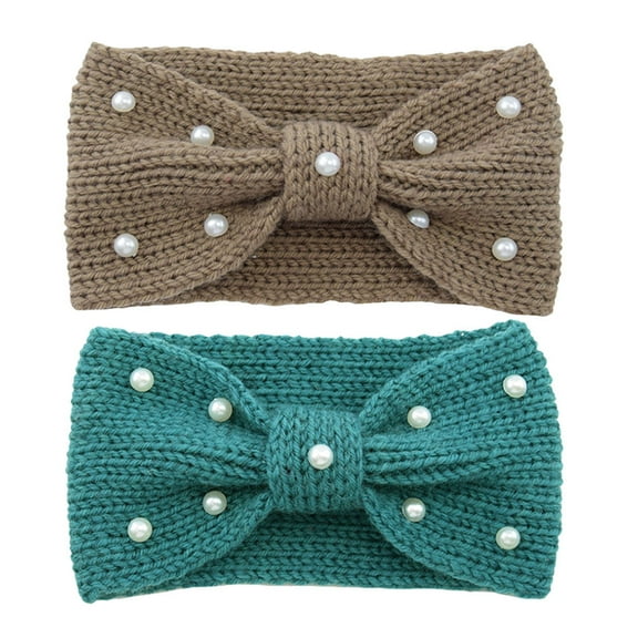 LOLIPPYY 2Pcs Woman Headband Knitted Yarn Bowknot Hair Accessory for Winter Wear