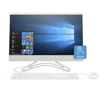 21 Inch Desktop Computer HP 24-F0040 Snow White Touch All in One PC, AMD A9-9425 Processor, 8GB Memory, 1TB Hard Drive, AMD UMA Graphics, Windows 10, DVD, Keyboard and Mouse ()