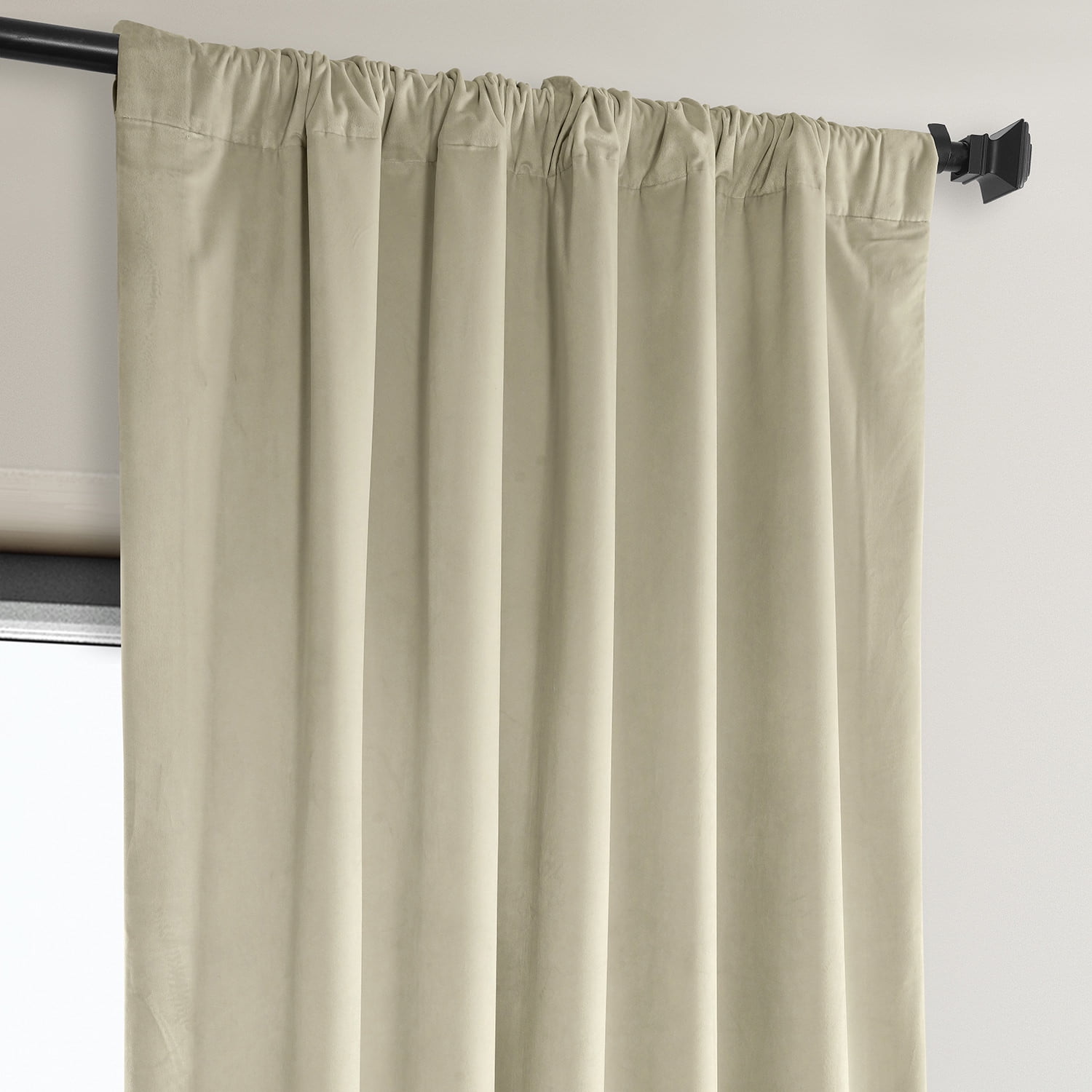 Half Price Drapes Signature Angora Beige Plush Velvet Hotel Blackout Curtains(1 Panel), 50W X 108L