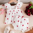 thumbnail image 4 of CAICJ98 Infant Baby Girl Valentines Day Outfits Ruffle Sleeve Heart Tank Tops Shorts Set Newborn Spring Summer Clothes (White,12-18 Months), 4 of 7