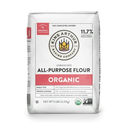 King Arthur Baking Company Organic Unbleached All Purpose Flour - 5 lbs Pack of 2