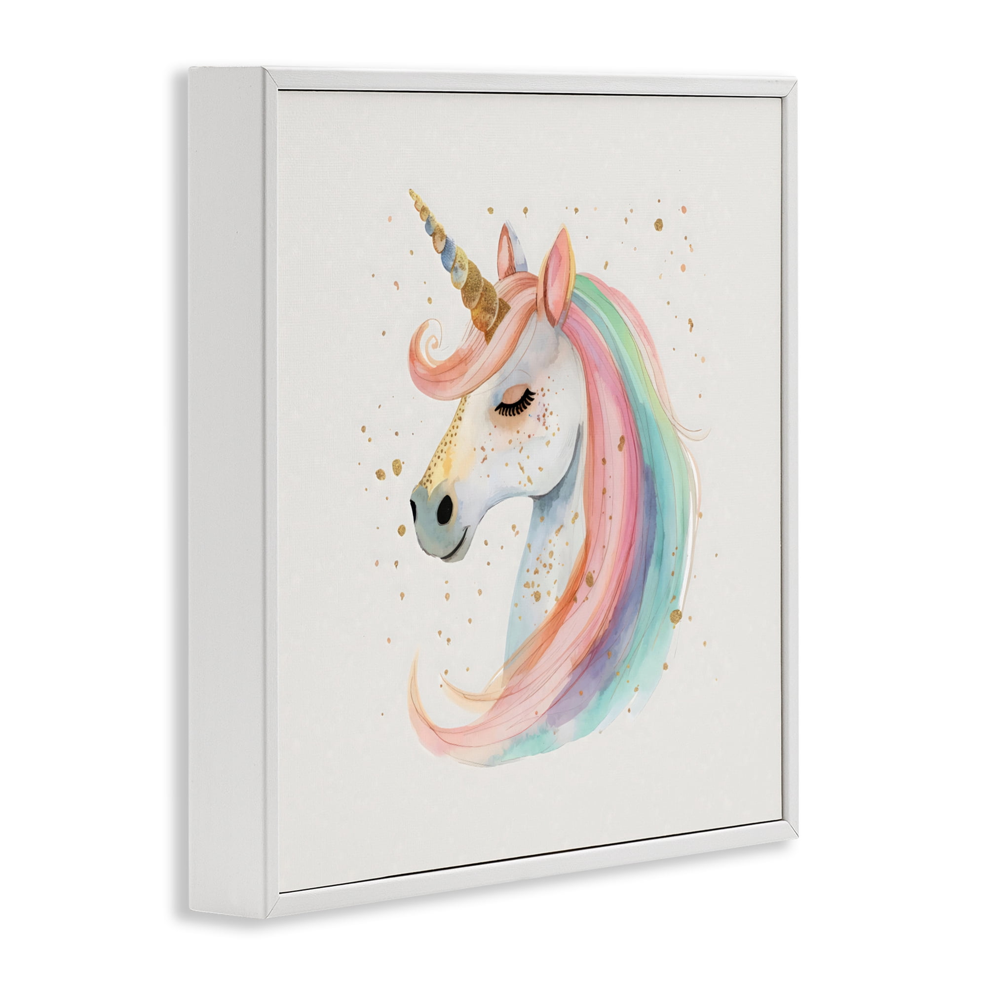Stupell Industries Gold Accented Unicorn White Framed Giclee Art, design by Creative Studio