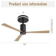 thumbnail image 5 of 52 Inch Modern Flush Mount Ceiling Fan,Ceiling Fan with Led Light and Remote Control, 3 Abs Blades Noiseless Reversible Dc Motor for Bedroom Farmhouse Patio Outdoor Kitchen Dining Room,Matte Black, 5 of 7